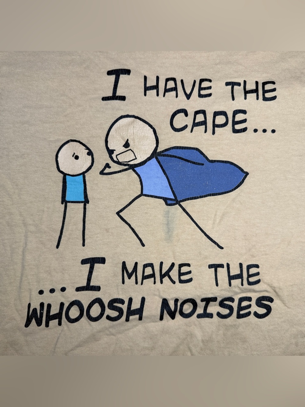 Funny Superhero Cape Whoosh Noises T Shirt Gildan Ultra Cotton XL Cartoon Tee